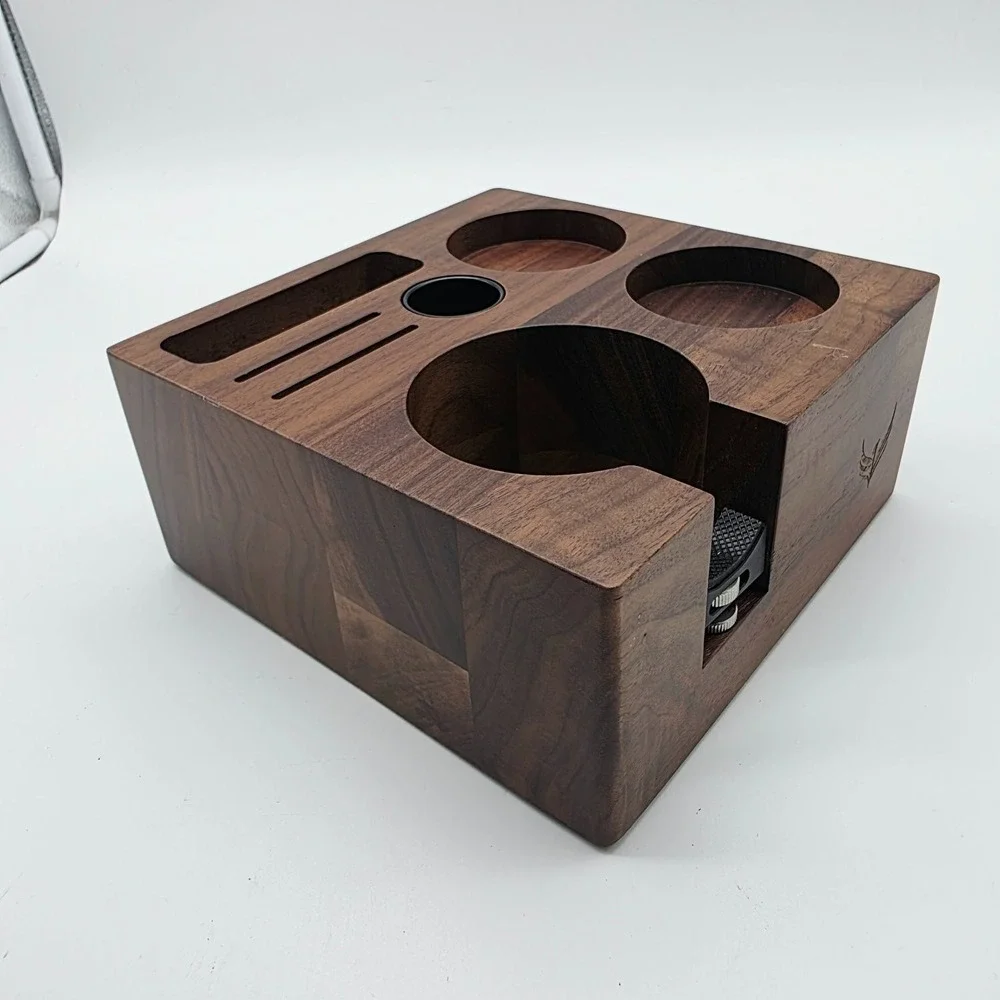 KNODOS Walnut 58mm Espresso Tamper Station Portafilter Holder Organizer Stand
